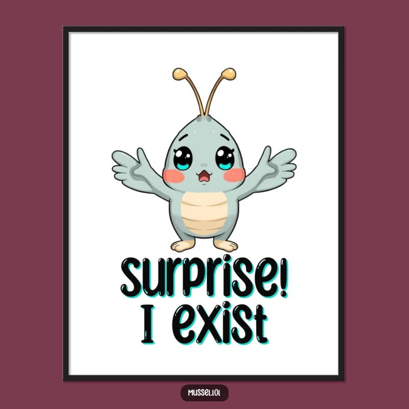 Funny Surprised Mussel Poster: Bring Humor to Your Walls with This Shellfish Art