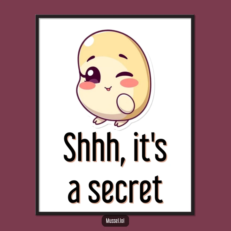 Funny Winking Mussel Art Print: Cheeky Character, Playful Wink, Humorous Decor