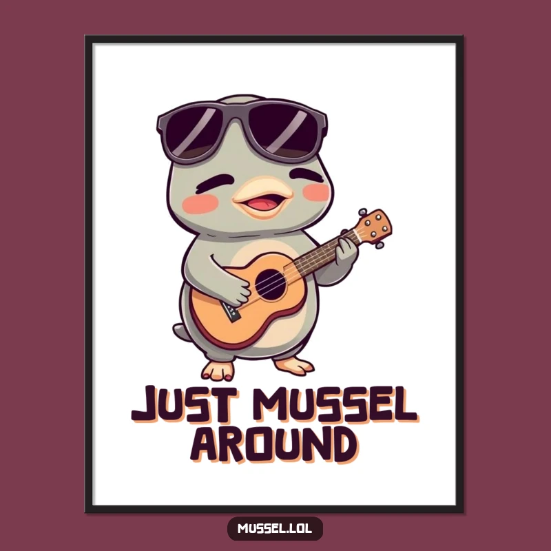 Funny Mussel Ukulele Poster: Quirky Wall Art Gift for Music Fans
