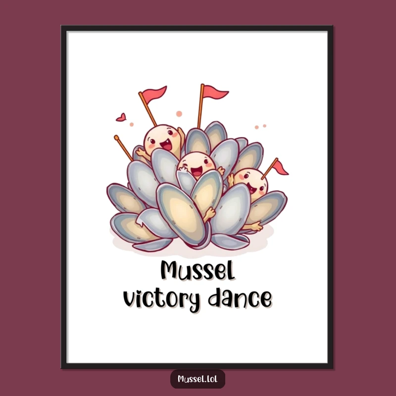 Funny Mussel Kiss Poster: Adorable Character Blowing Kiss, Whimsical Humorous Art Gift
