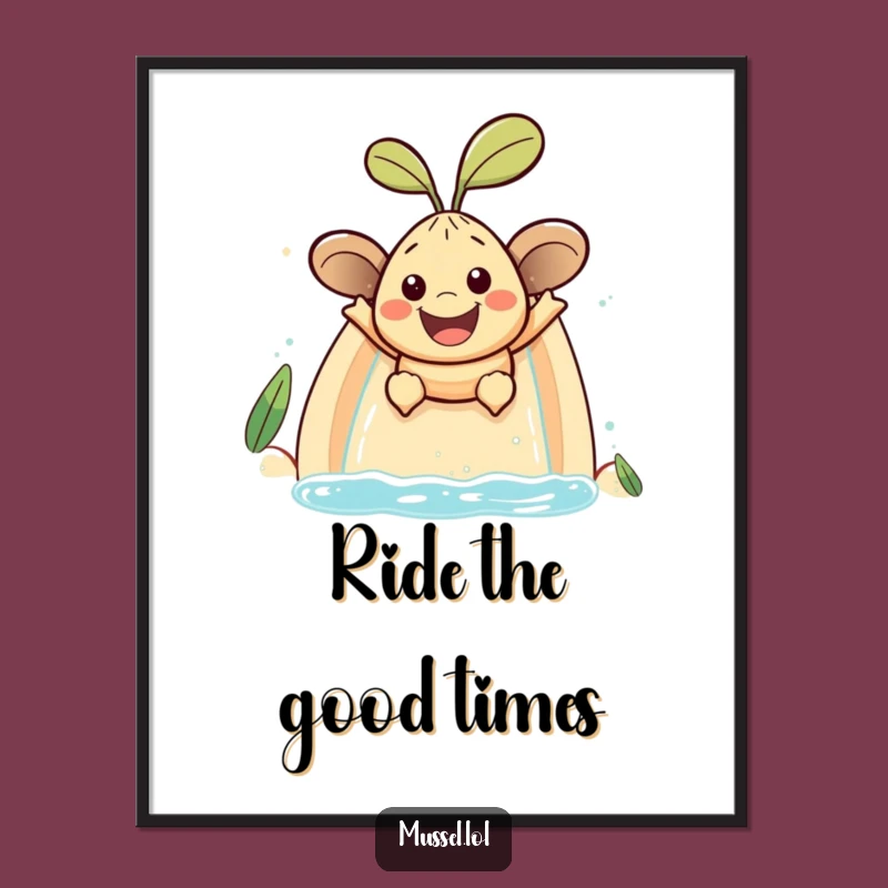 Funny Mussel Water Park Poster: Thrilling Slide Adventure Art Print Gift