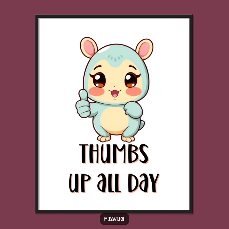 Funny Thumbs Up Mussel Poster: Cheerful Character Art for Positive Spaces!