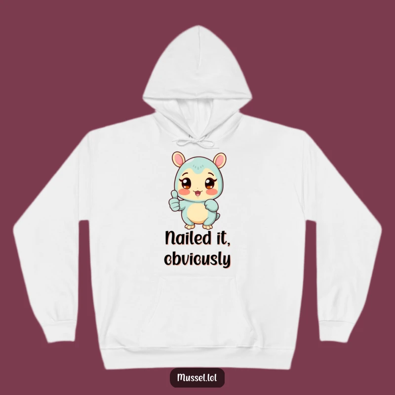 Funny Thumbs Up Mussel Hoodie: Cozy & Cheerful Character Wear!