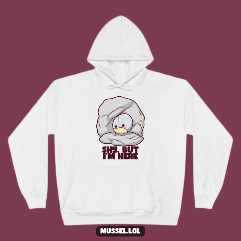 Funny Mussel Hideaway Hoodie: Shy Character, Cozy Humorous Gift