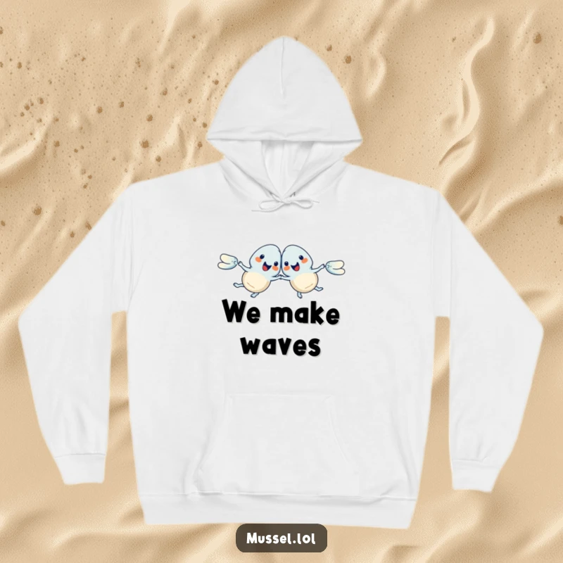 Funny Mussels Hoodie showcasing two mussels performing a synchronized swim with flair and humor, perfect for staying warm and amused, an ideal funny gift.