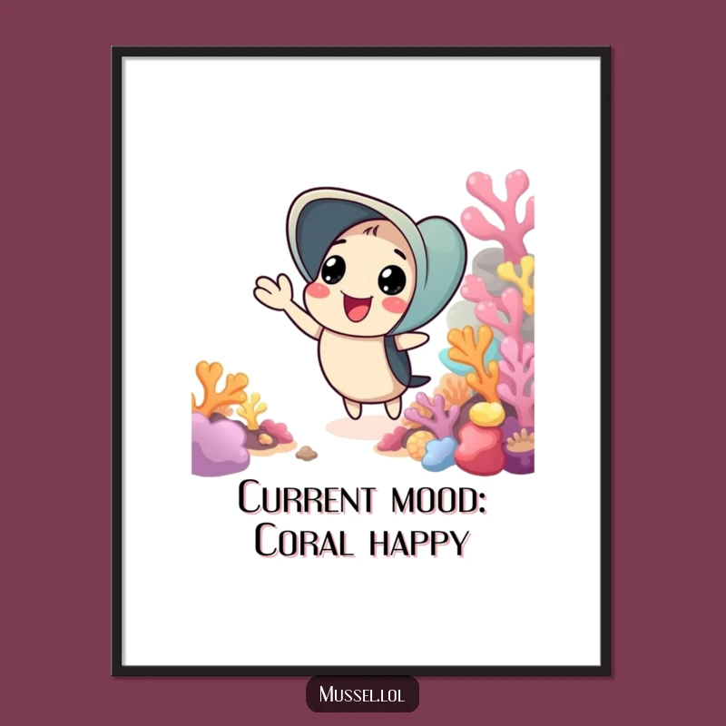 Funny Free Printable Wall Art: Cheerful Mussel Reef Scene, Quirky Downloadable Decor