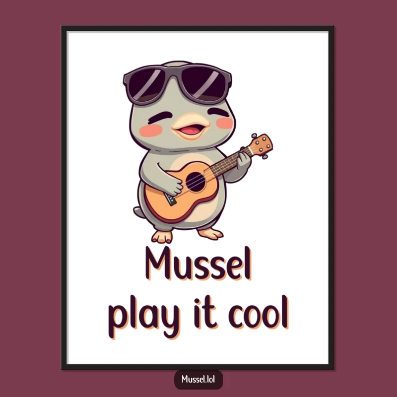 Free Printable Wall Art: Funny Mussel Ukulele Player Decor!