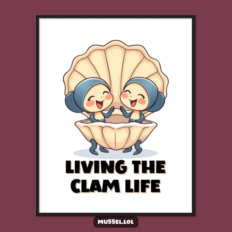 Free Printable Wall Art: Happy Mussels Sharing Funny Downloadable Art