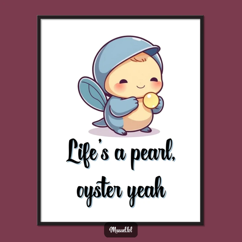 Free Printable Wall Art: Pearl Mussel's treasure! Funny downloadable art for a touch of elegance.