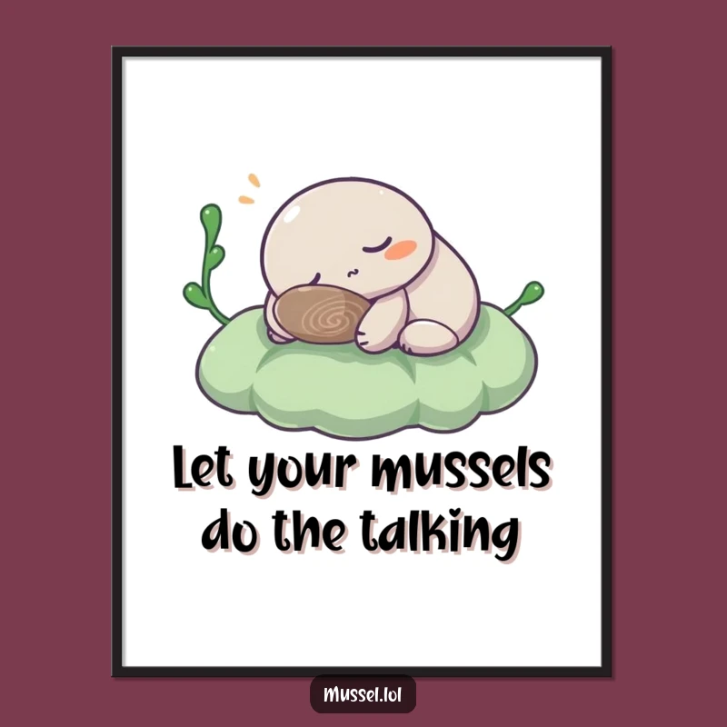 Free Printable Wall Art: Snoozing Mussel, Funny Downloadable Decor for Coastal Vibes