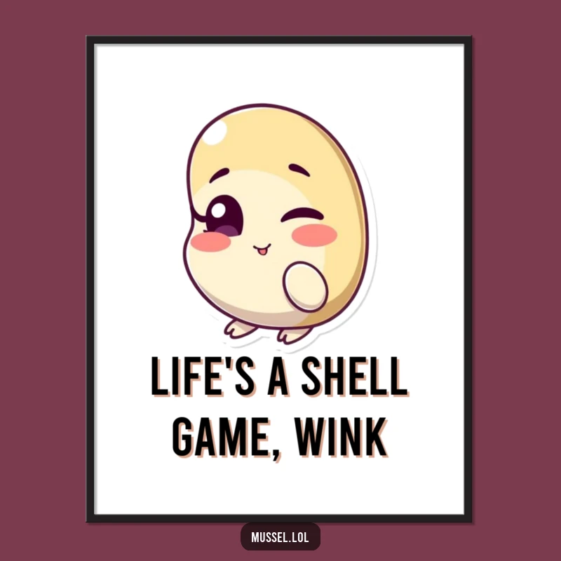 Free Printable Wall Art: Winking Mussel's charm! Funny downloadable art for a playful touch.