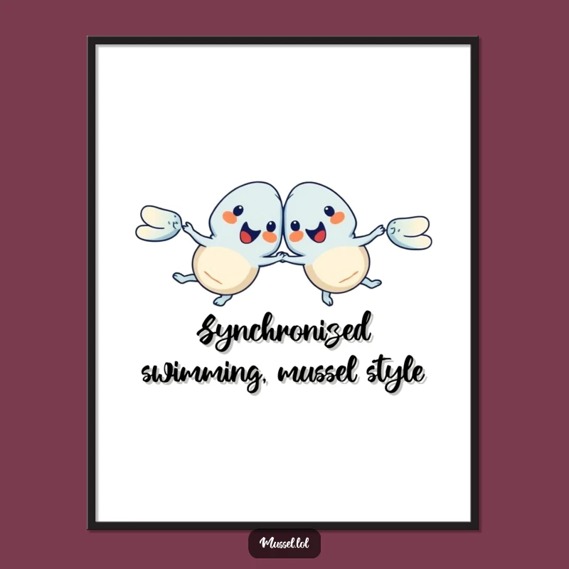 Funny Free Printable Mussel Synchro Swim Wall Art - Downloadable Aquatic Decor!