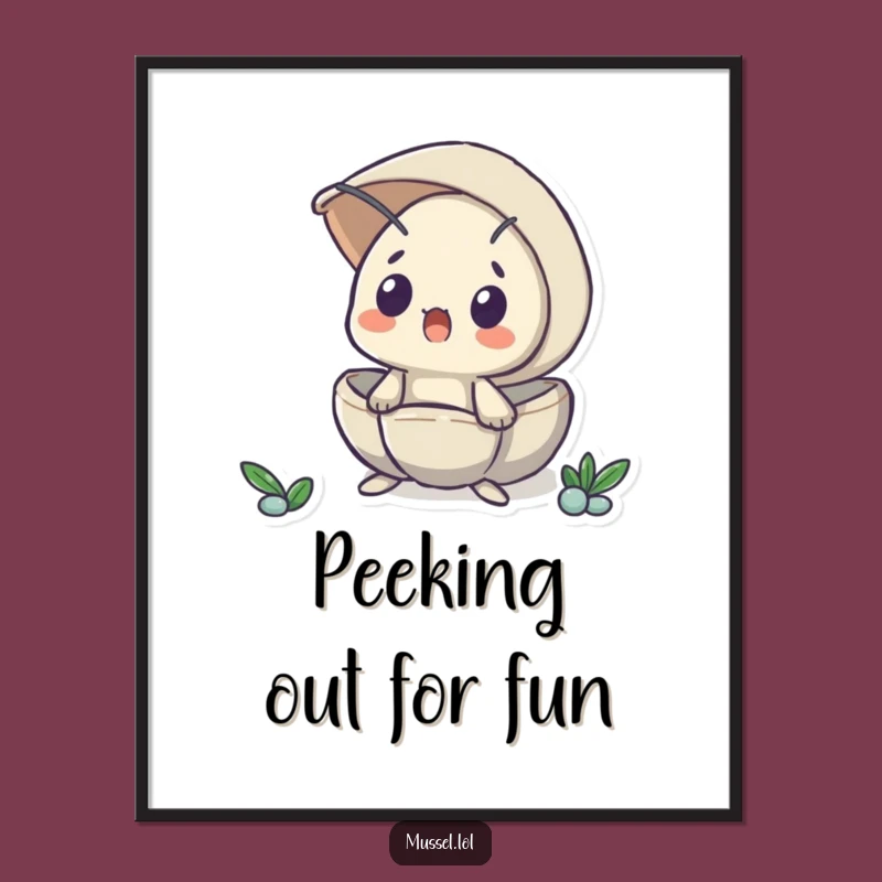 Funny Free Printable Mussel Wall Art: Surprised Peeking Downloadable Decor for Whimsical Spaces