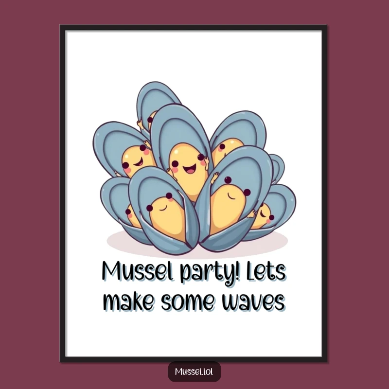 Funny Free Printable Wall Art: Waving Mussels, Downloadable Decor for a Cheerful Atmosphere