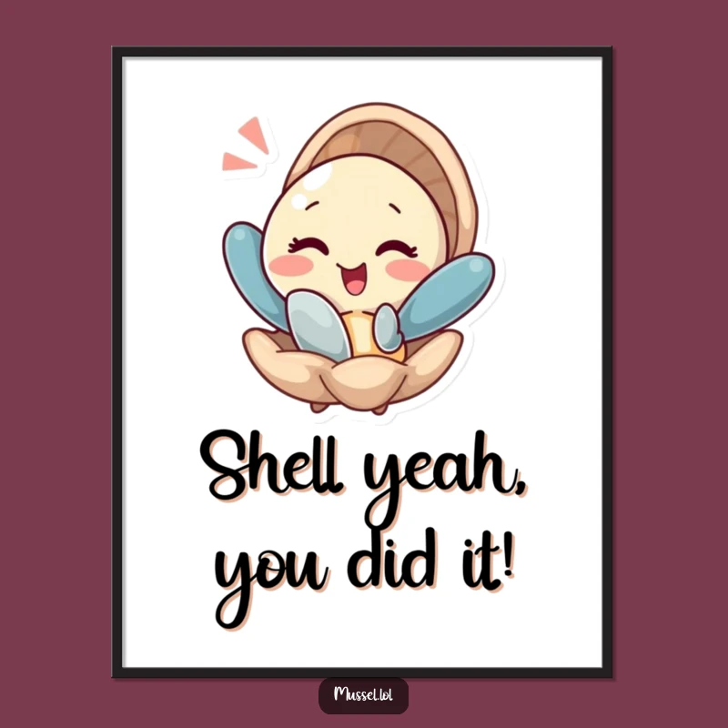 Funny Free Printable Wall Art: Winking Mussel, Quirky Downloadable Decor for Your Space