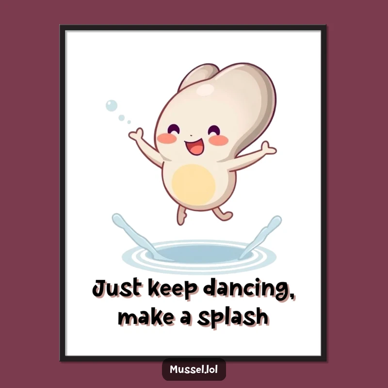 Funny Free Printable Wall Art: Dancing Mussel Splash, Downloadable Decor for a Lively Space