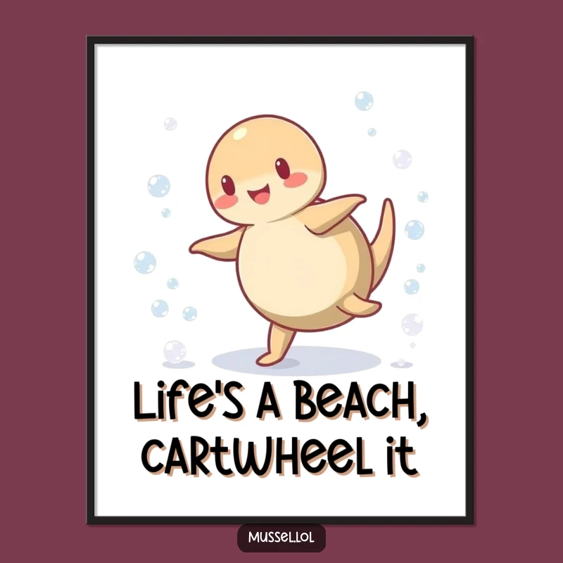 Funny Free Printable Wall Art: Cartwheeling Mussel, Hilarious Downloadable Decor