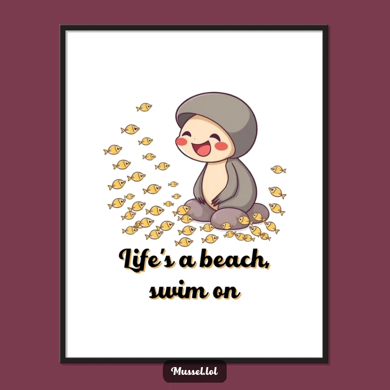 Funny Free Printable Wall Art: Laughing Mussel & Fish, Whimsical Downloadable Decor