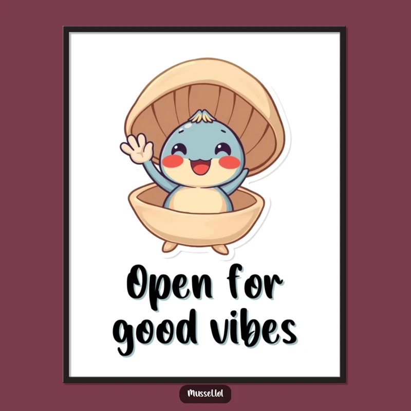 Funny Free Printable Wall Art: Waving Mussel Whimsical Downloadable Decor