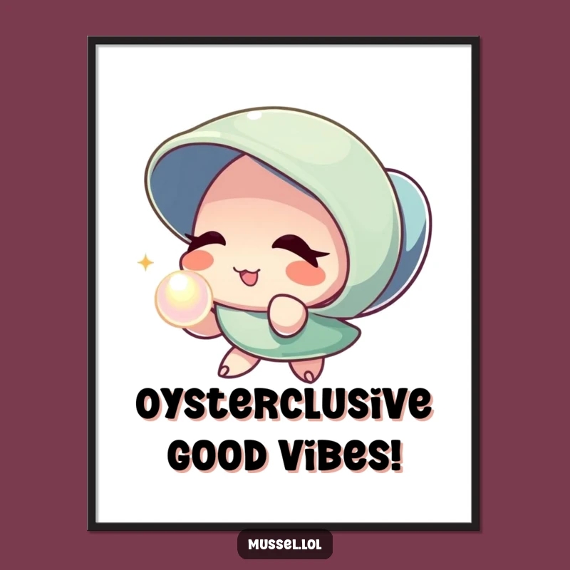 Funny Free Printable Wall Art: Whimsical Mussel With Pearl For Joyful Decor