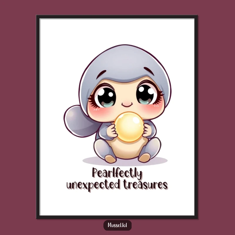 Funny Free Printable Wall Art: Surprised Mussel Discovering Pearl Decor