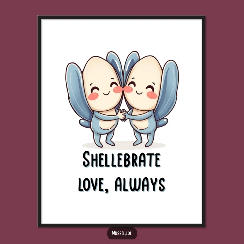 Free Printable Wall Art: Adorable Mussels Holding Hands Funny Downloadable Decor