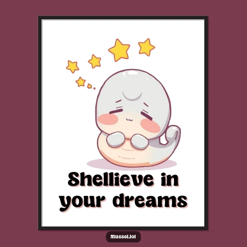 Free Printable Wall Art: Dreamy Mussel with Stars Funny Downloadable Decor