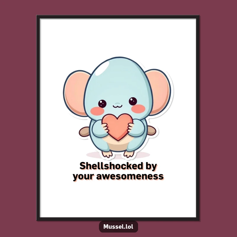 Cute Free Printable Wall Art: Shy Mussel, Heart, Charming Downloadable Decor