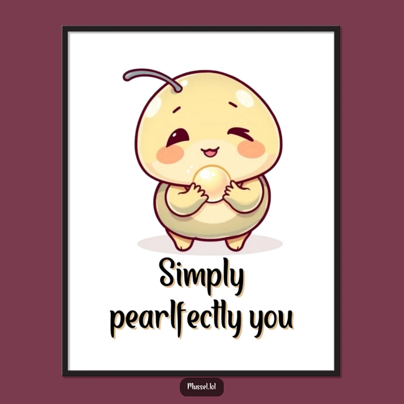 Funny Free Printable Wall Art: Winking Mussel with Pearl, Quirky Downloadable Decor