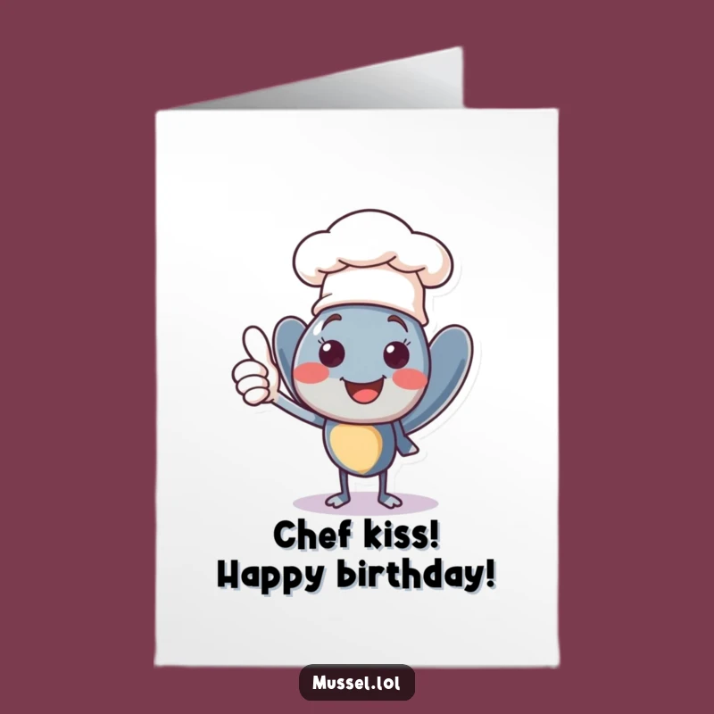 Chef Hat Free Printable Birthday Card: Smiling Mussel Chef Downloadable Gift
