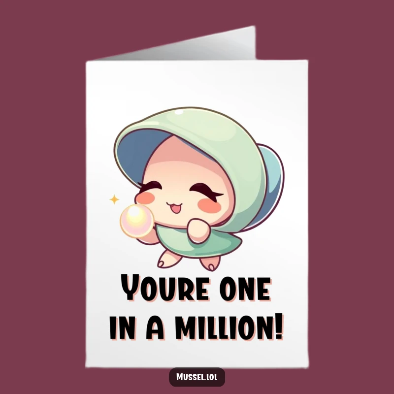 Free Printable Birthday Card: Charming Mussel Wink With Pearl Gift