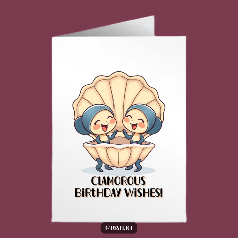 Free Printable Birthday Card: Happy Mussels Sharing Funny Downloadable Gift
