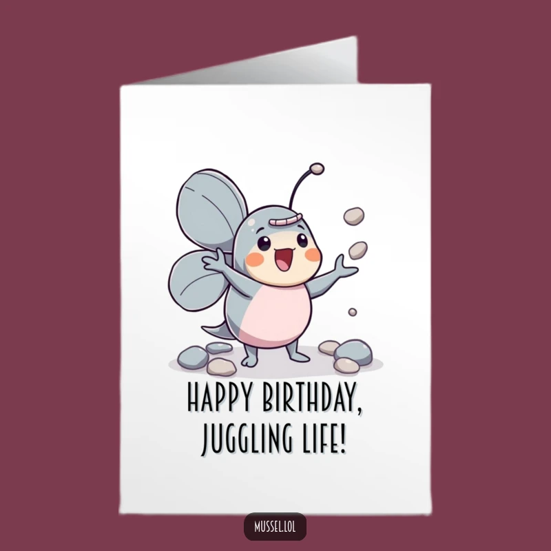 Free Printable Birthday Card: Juggling Mussel Pebbles, Fun Skills Downloadable Gift