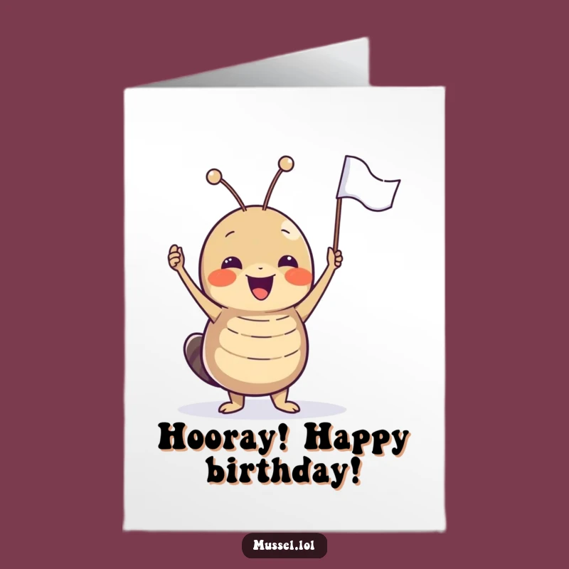 Flag Waving Free Printable Birthday Card: Joyful Mussel Celebration Downloadable Gift