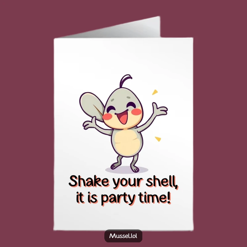 Free Printable Birthday Card: Dancing Mussel Fun, Energetic Downloadable Greeting