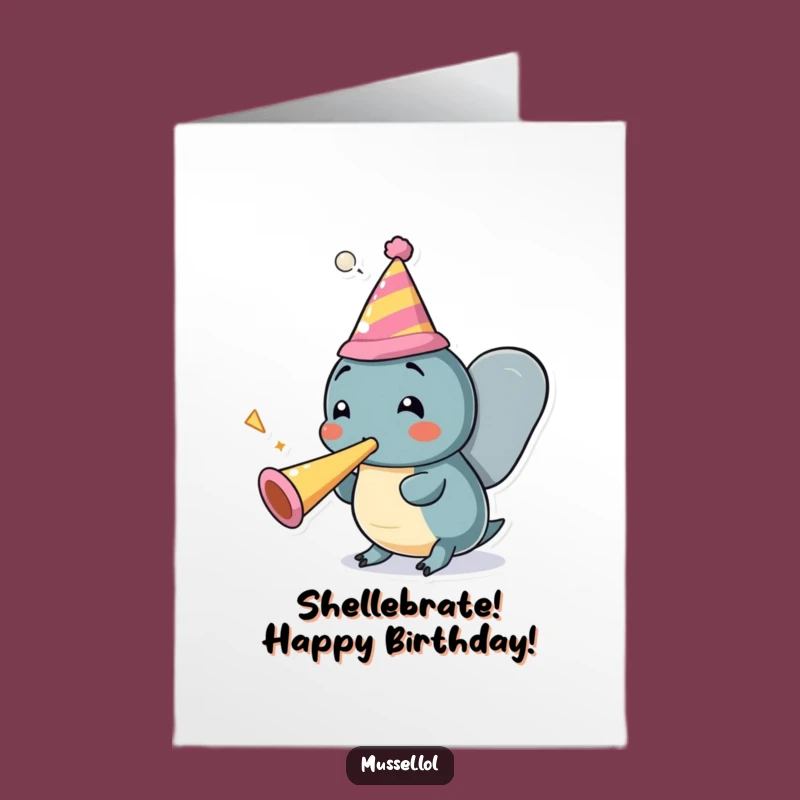 Free Printable Funny Birthday Card: Mussel Party Time for Festive Downloadable Gift