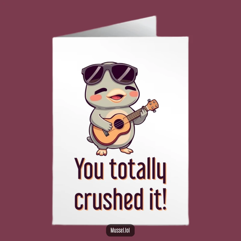 Free Printable Congrats Card: Mussel Superstar Celebrating with Music!