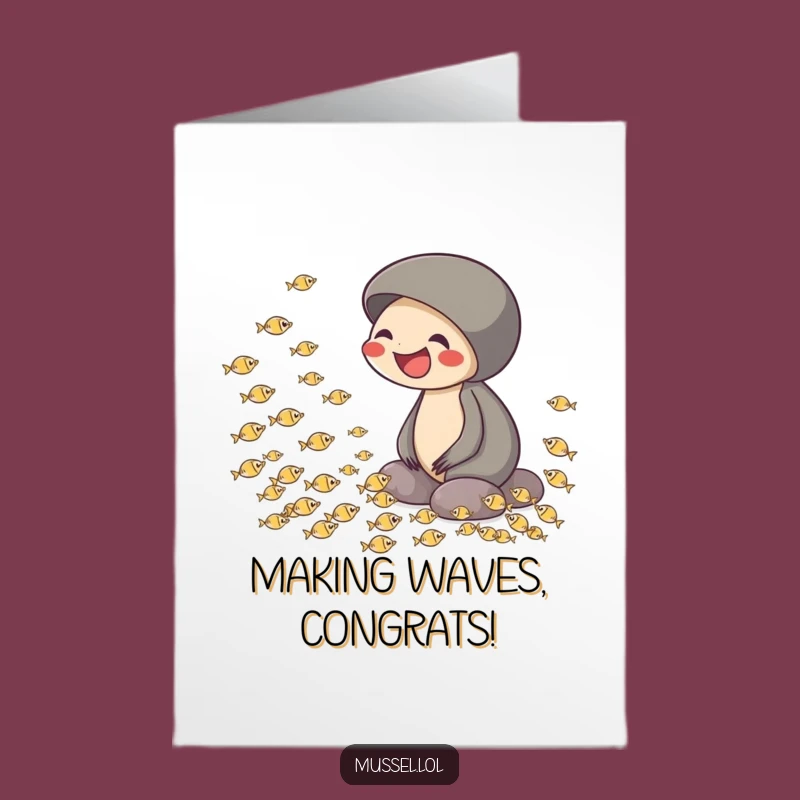 Free Printable Congratulations Card: Joyful Mussel, Whimsical Fish, Humorous Downloadable Gift
