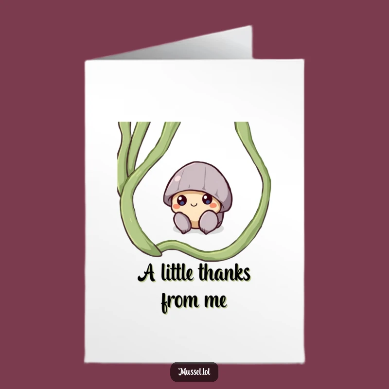 Free Printable Thank You Card: Shy Mussel Peeking Funny Appreciation