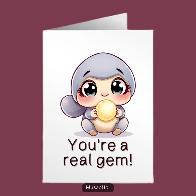 Free Printable Thank You Card: Surprised Mussel Pearl Gift Downloadable