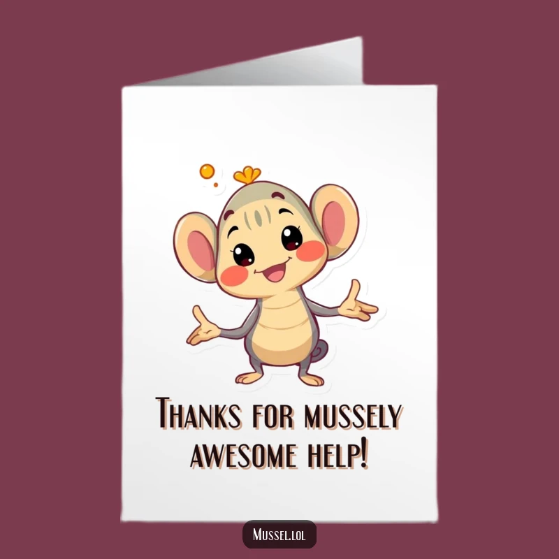 Free Printable Thank You Card: Zany Mussel Pose Downloadable for Appreciation