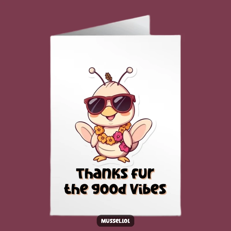 Free Printable Thank You Mussel Card: Relaxed Lei Vibes Downloadable