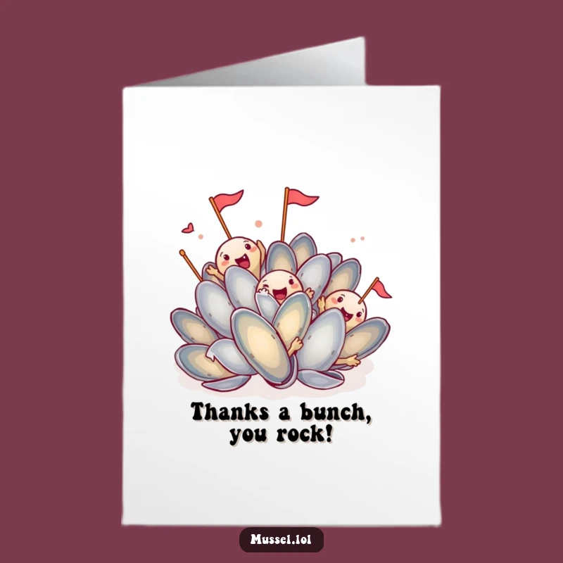 Free Printable Thank You Card: Funny Mussels Waving Flags, Heartfelt Downloadable Note