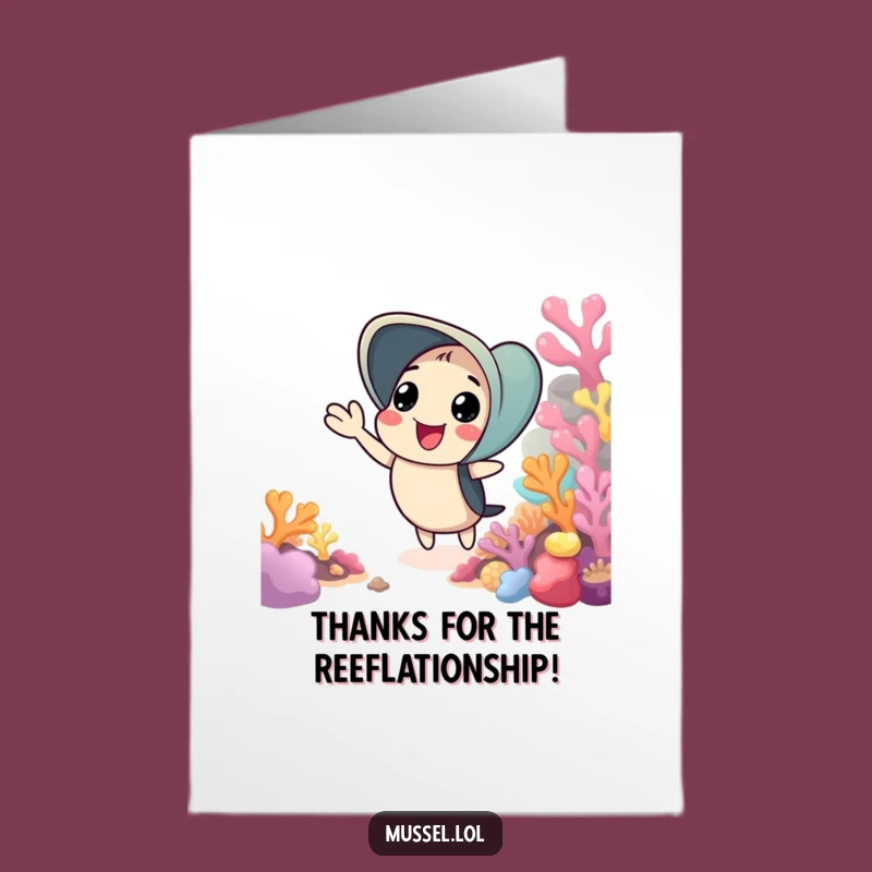 Free Printable Thank You Card: Waving Mussel, Coral Reef Thanks, Cute Downloadable Gift