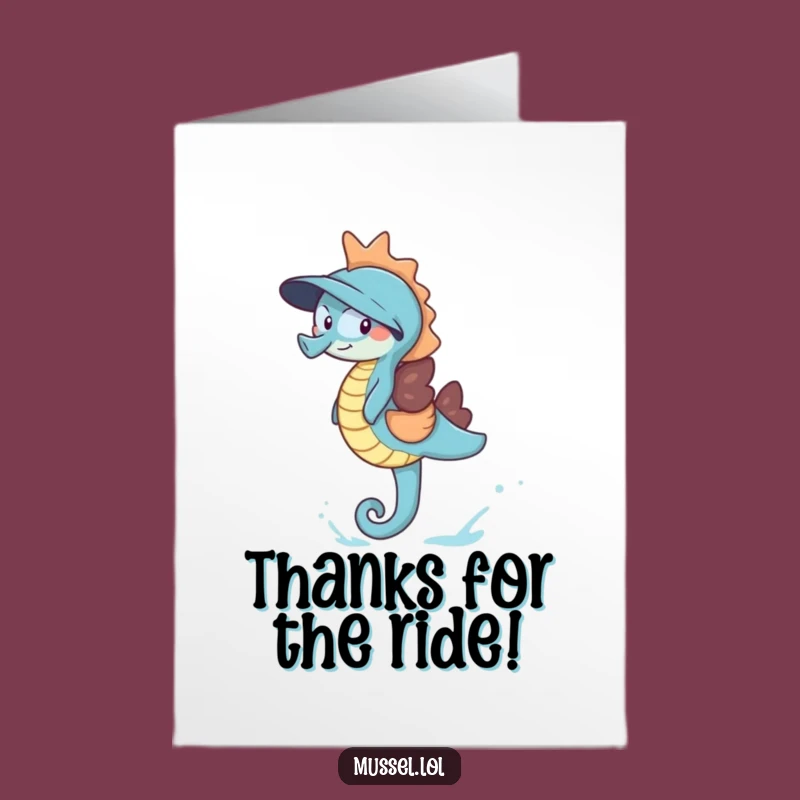 Free Printable Thank You Card: Mussel Seahorse Ride Gift Downloadable