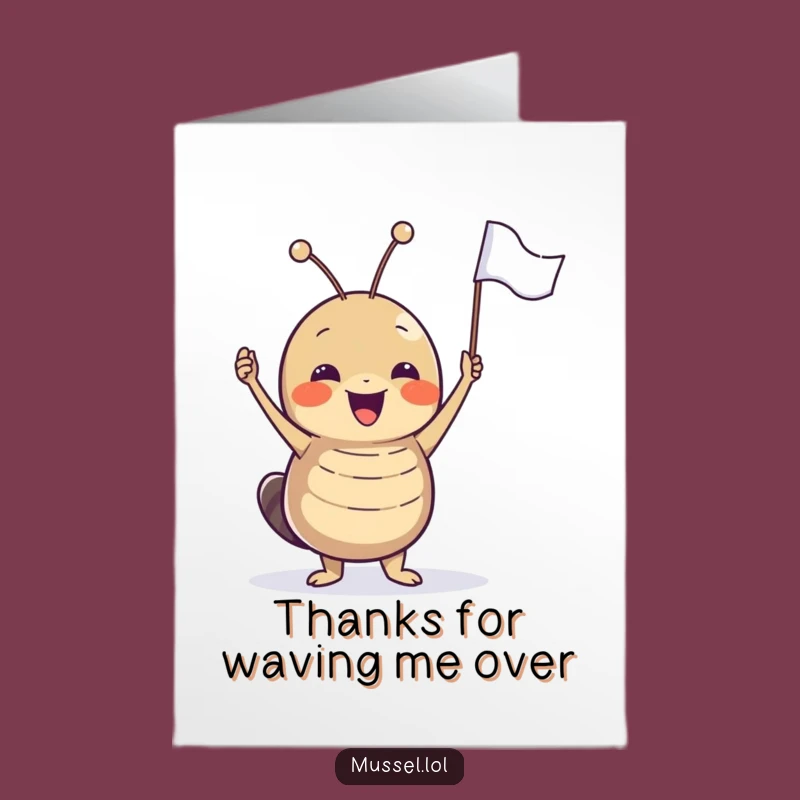 Flag Waving Free Printable Thank You Card: Mussel Gratitude Downloadable Gift