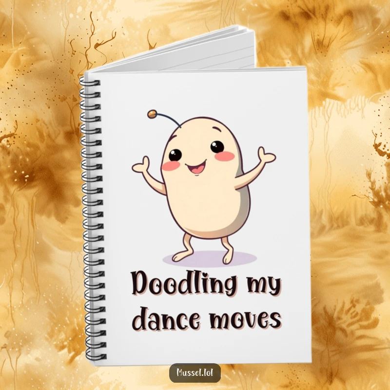 Funny Mussel Notebook: A smiling mussel with legs dancing on the cover, perfect for jotting down funny ideas and notes.