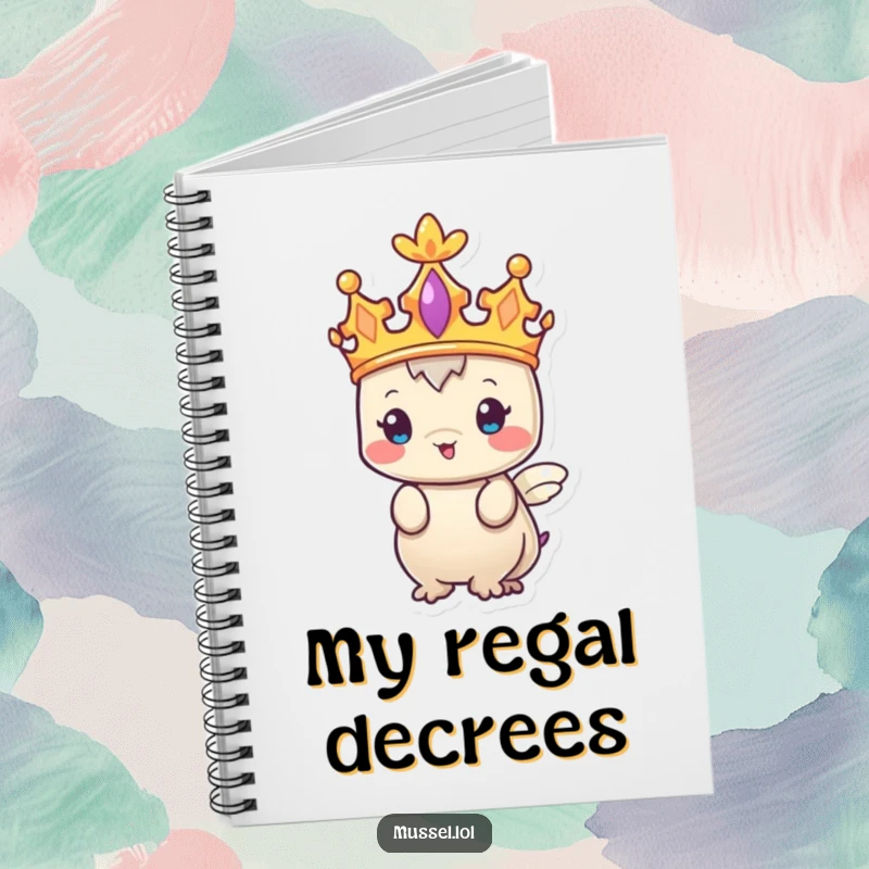 Funny Mussel Notebook with a regal, crowned character, ideal for jotting down ideas with a touch of humor.