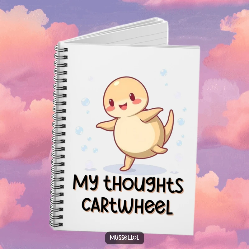 Funny Mussel Notebook: A playful mussel cartwheeling with tiny bubbles, ideal for capturing funny thoughts and creative aquatic inspiration.