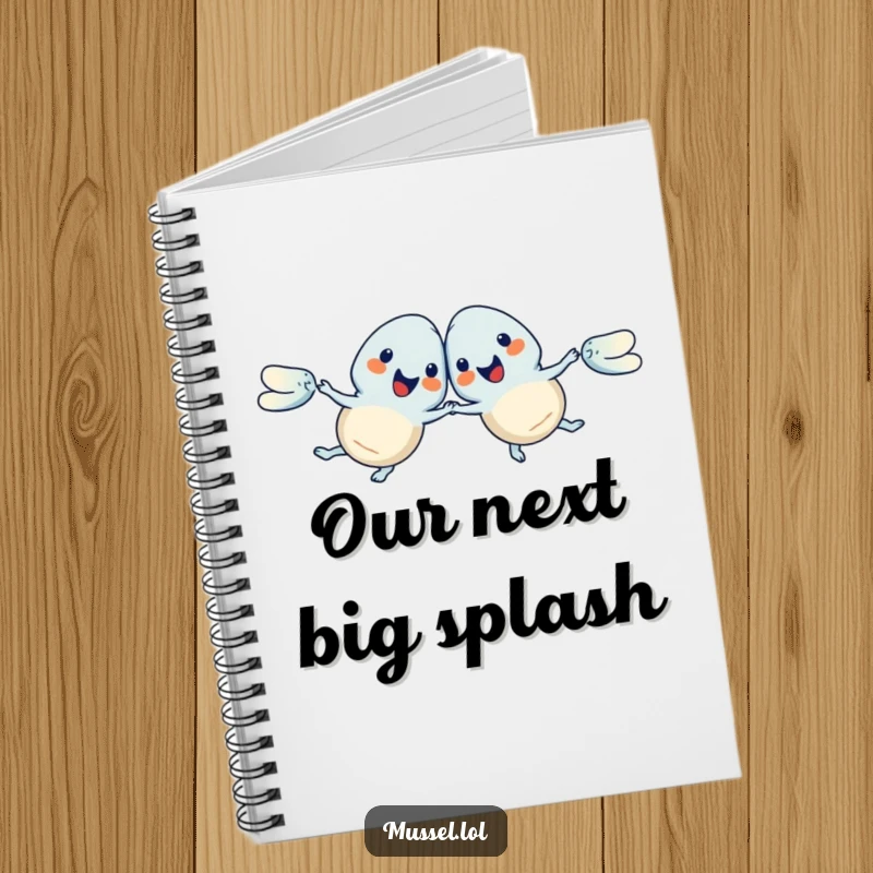 Funny Mussels Notebook with a synchronized swimming pair, perfect for jotting down aquatic ideas with a humorous touch, a perfect funny gift.